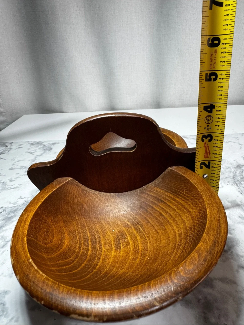 Lot of 2 Monkey Pod Light/Dark Wood Serving Bowls Tray